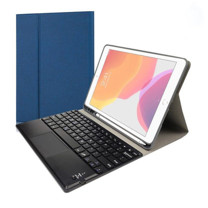 10.2 Ipad Keyboard Case With Touchpad Pen Slot & Bracket - Detachable Magnetic Silk Pattern Tpu - Blue