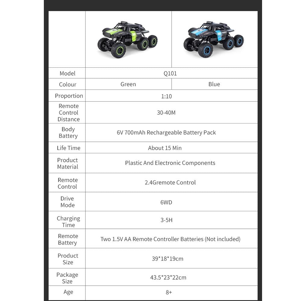 6-drive 2.4g Rc Off-road Car - Remote Control Vehicle - Blue