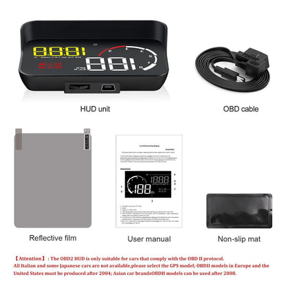 Universal Car Obd2 Hud 3.5 Inch Vehicle Head Up Display - Blue
