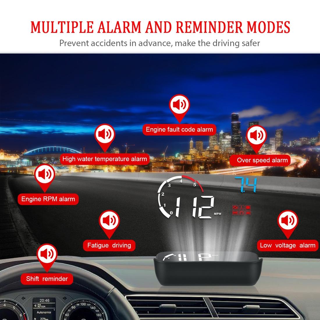 Universal Car Obd2 Hud 3.5 Inch Vehicle Head Up Display - Blue