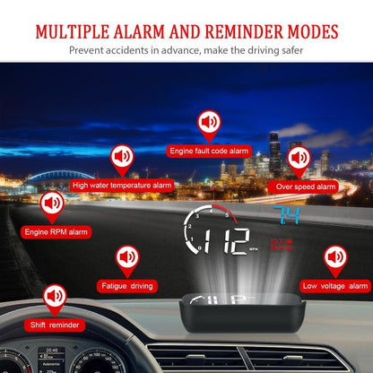 Universal Car Obd2 Hud 3.5 Inch Vehicle Head Up Display - Blue