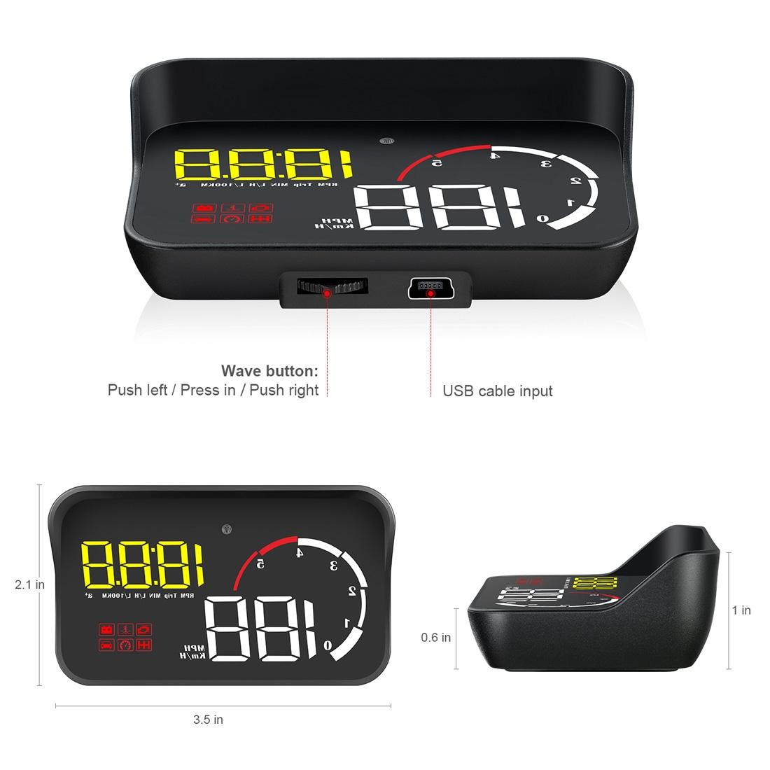 Universal Car Obd2 Hud 3.5 Inch Vehicle Head Up Display - Blue