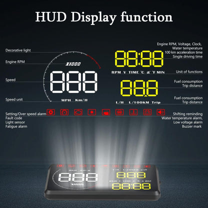 Universal Car Obd2 Hud 5.5 Inch Display Blue