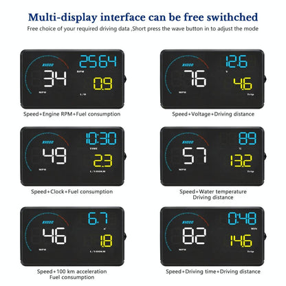 Universal Car Obd2 Hud 5.5 Inch Display Blue