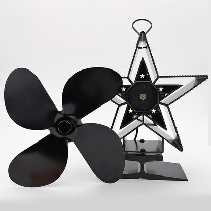 Efficient 4-blade Heat-powered Stove Fan - Aluminum - Blue