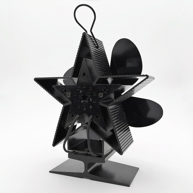 Efficient 4-blade Heat-powered Stove Fan - Aluminum - Blue