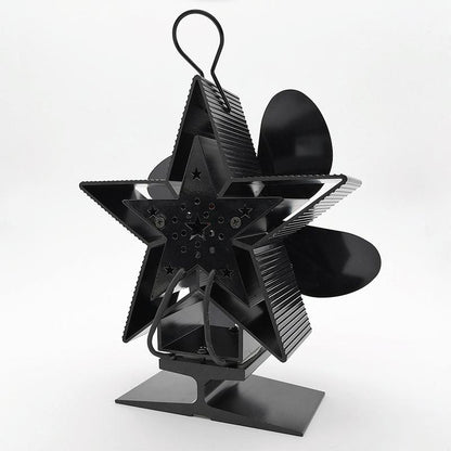 Efficient 4-blade Heat-powered Stove Fan - Aluminum - Blue