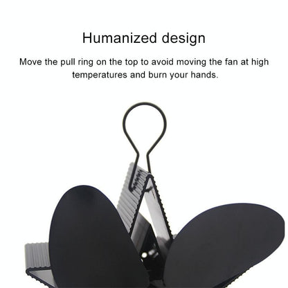 Efficient 4-blade Heat-powered Stove Fan - Aluminum - Blue