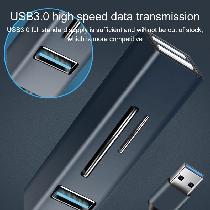 5-In-1 Usb3.0 Hub Adapter 3X Usb + Sd / Tf Reader - Blue
