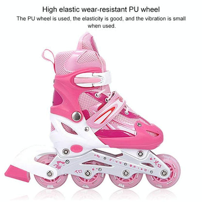 Flash Straight Row Roller Skating Shoes Suit for Kids and Adults - Medium Size - Blue