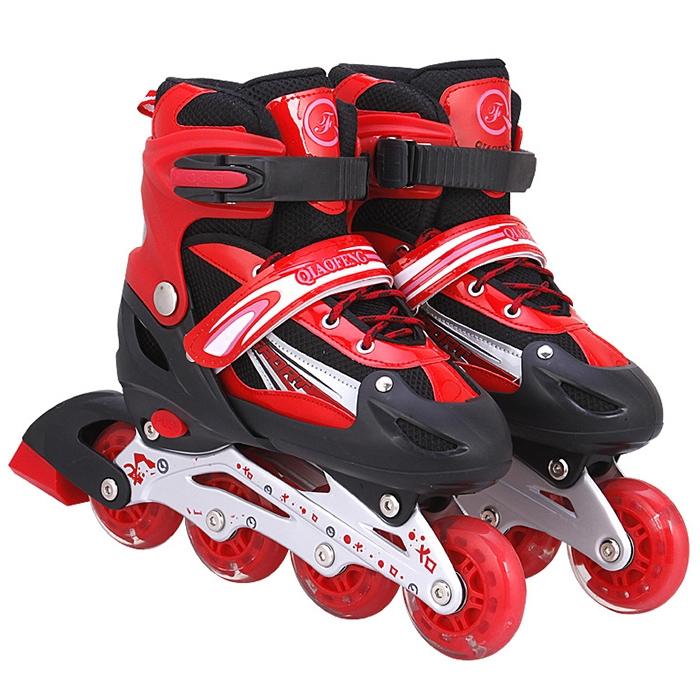 Flash Straight Row Roller Skating Shoes Suit for Kids and Adults - Medium Size - Blue
