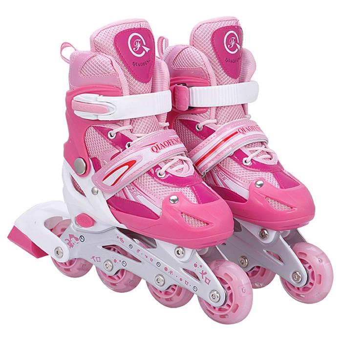 Flash Straight Row Roller Skating Shoes Suit for Kids and Adults - Medium Size - Blue