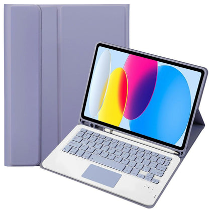 2022 Ipad 10.9 Lambskin Bluetooth Keyboard Case With Pen Slot - Purple