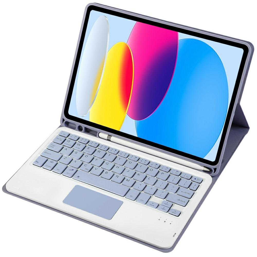 2022 Ipad 10.9 Lambskin Bluetooth Keyboard Case With Pen Slot - Purple