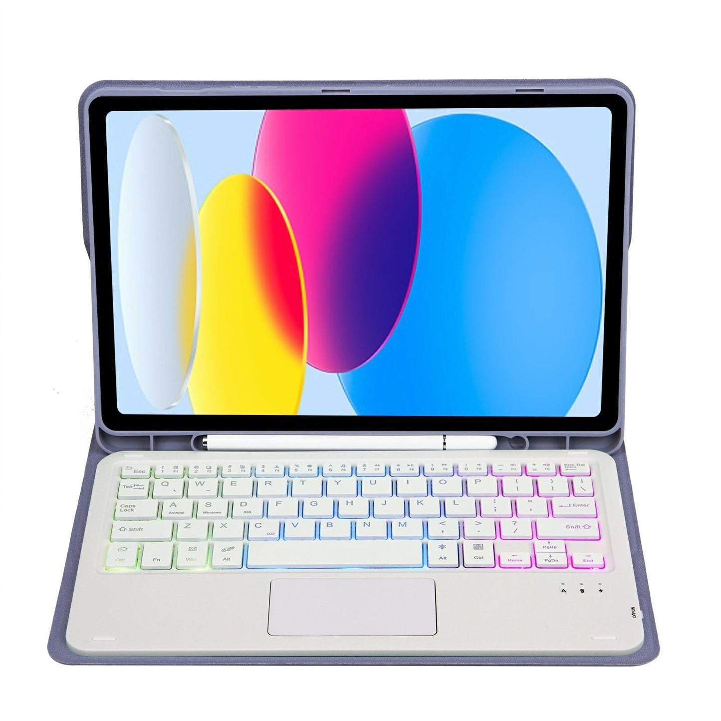 2022 Ipad 10.9 Lambskin Keyboard Case With Backlight & Pen Slot - Purple
