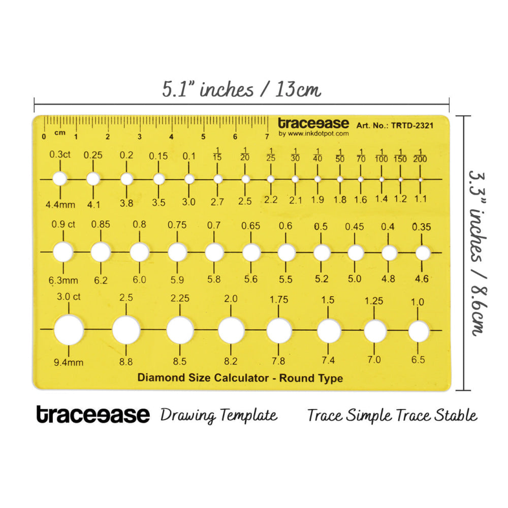 Diamond Size Calculator Round Shape Jewellery Templates Drafting Tools Jewellery Designing Stencils