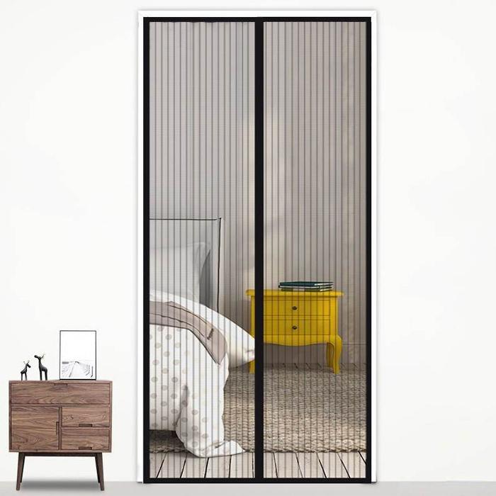 190x100cm Magnetic Mosquito-proof Screen Door Curtain - Magic Mesh - Beige