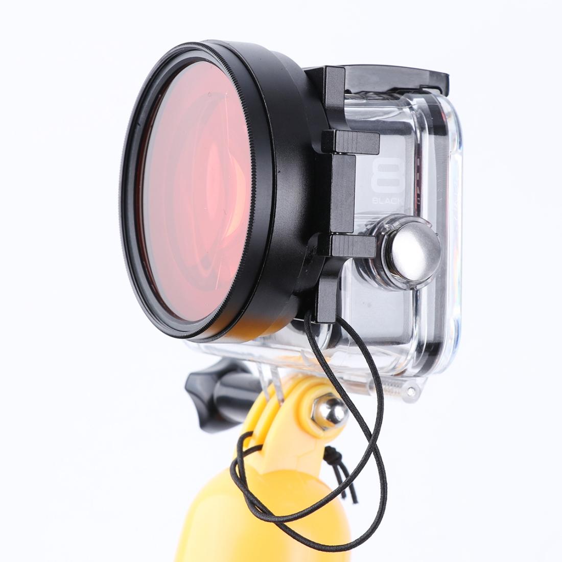 58mm Dive Housing Lens Filter for Gopro Hero8 with Waterproof Case - Red