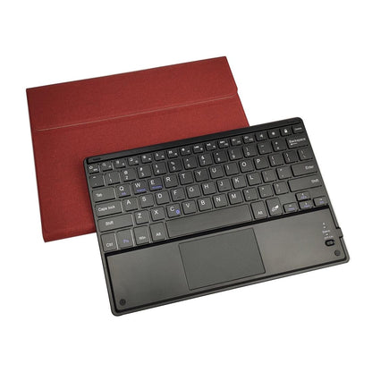10.2 Ipad Keyboard Case With Touchpad Pen Slot & Bracket - Detachable Magnetic Silk Pattern Tpu - Red