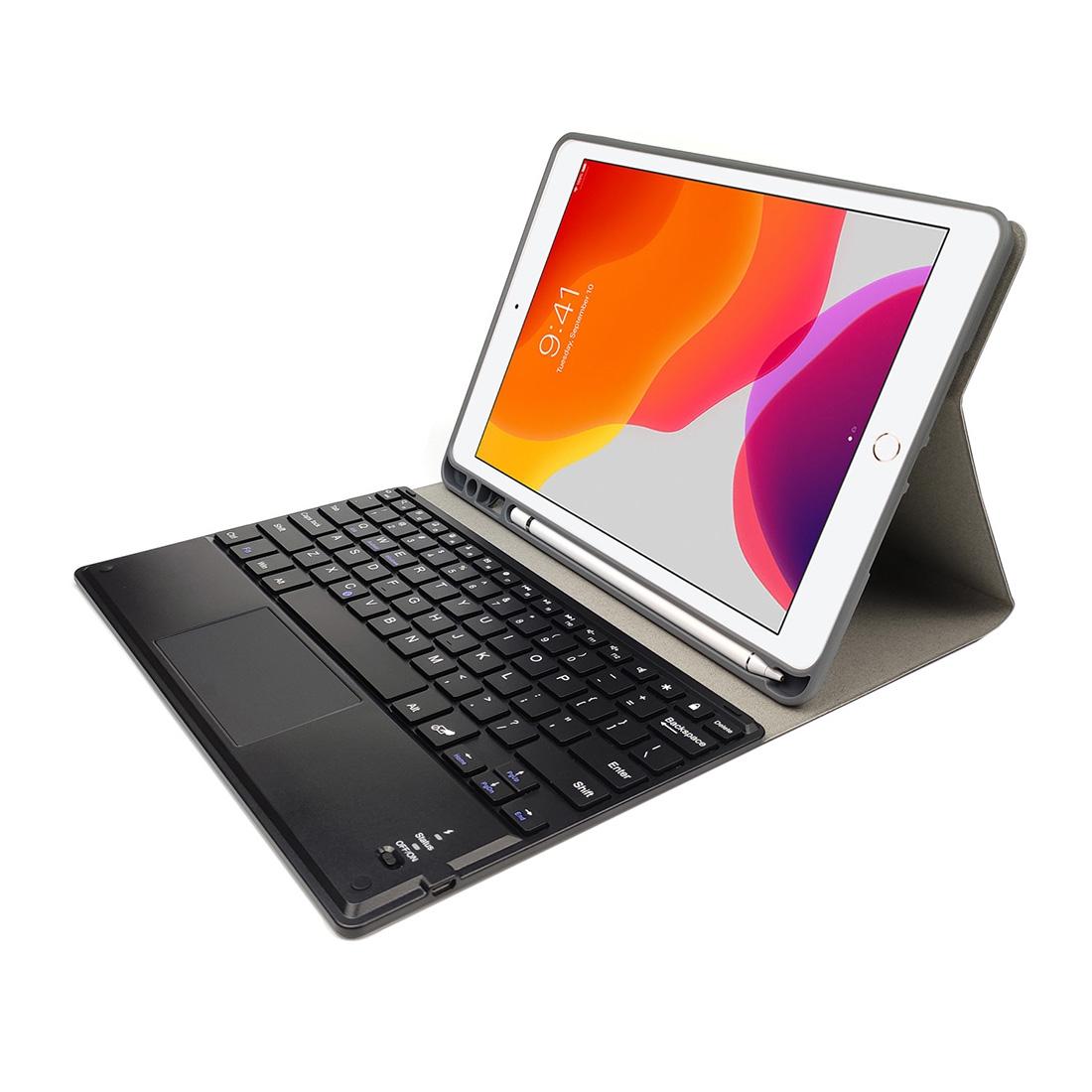 10.2 Ipad Keyboard Case With Touchpad Pen Slot & Bracket - Detachable Magnetic Silk Pattern Tpu - Red