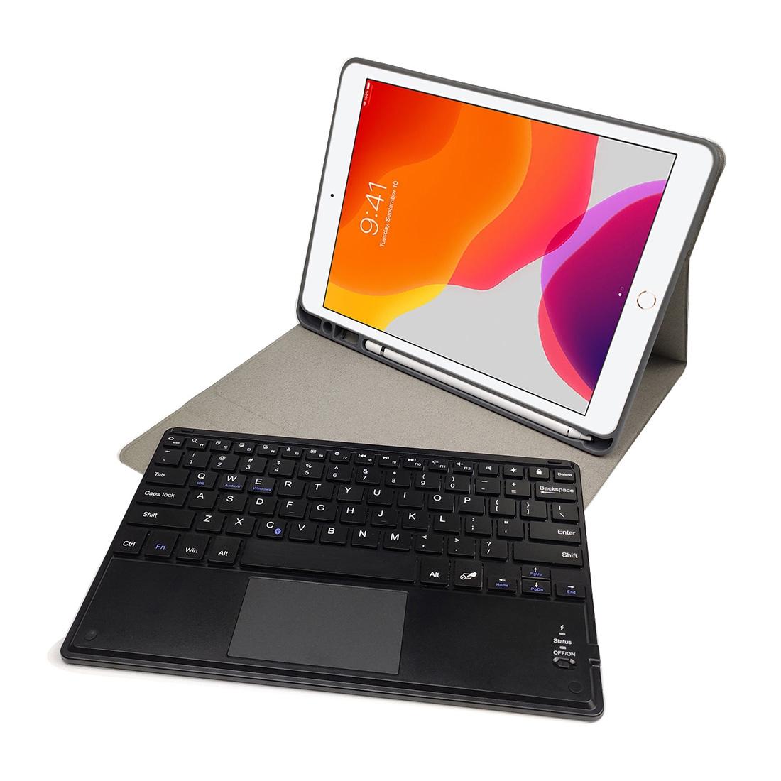 10.2 Ipad Keyboard Case With Touchpad Pen Slot & Bracket - Detachable Magnetic Silk Pattern Tpu - Red