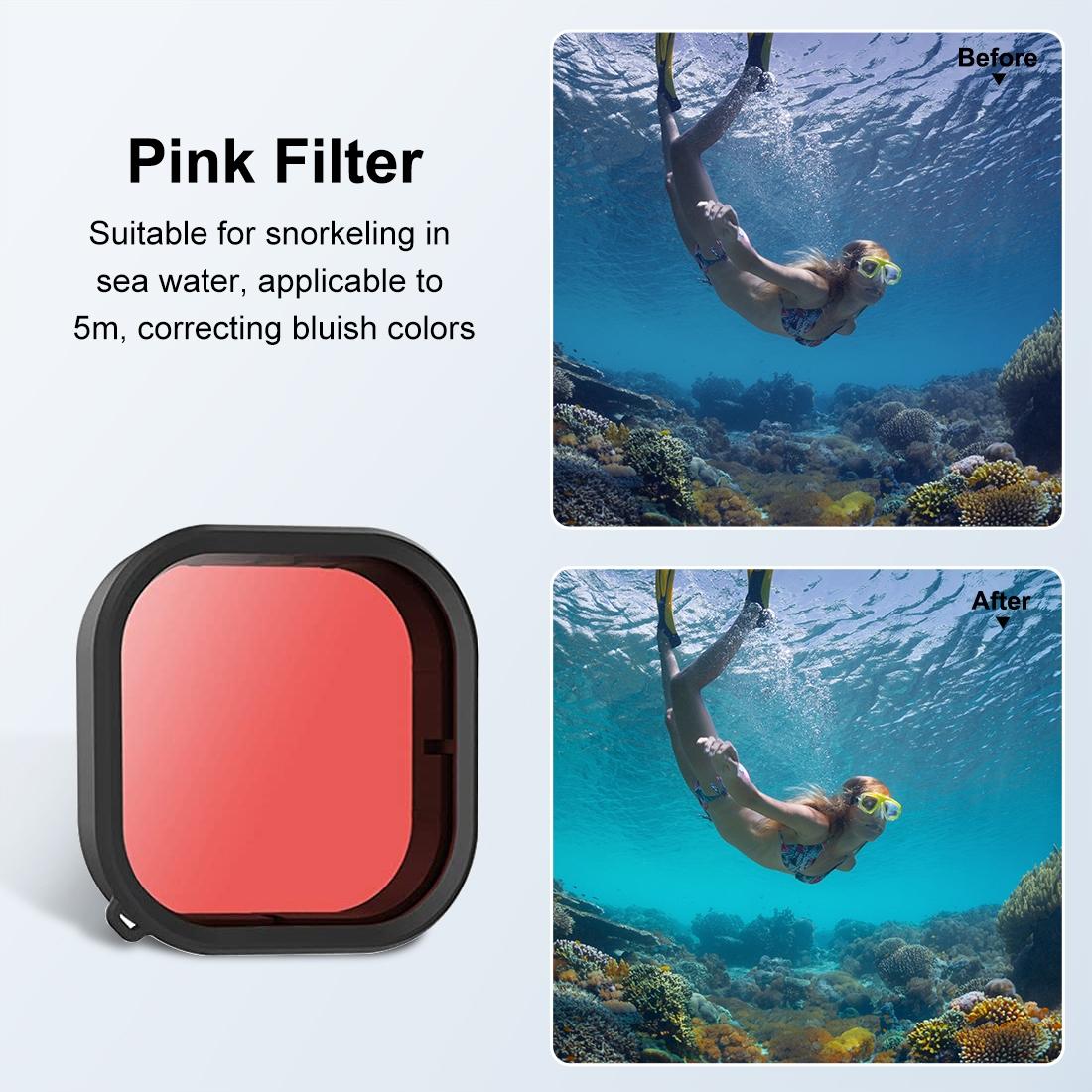 Square Diving Lens Filter for Gopro Hero 9 / 10 / 11 / 12 - Red