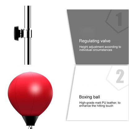 Adjustable Vertical Leather Speed Ball With Suction Cup And Gloves - Red