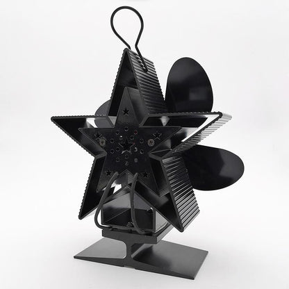 Efficient 4-blade Heat-powered Stove Fan - Aluminum - Red