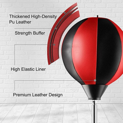 Adjustable Vertical Leather Speed Ball For Family Fitness - Red
