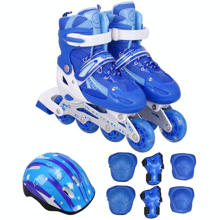 Flash Straight Row Roller Skating Shoes Suit for Kids and Adults - Medium Size - Red