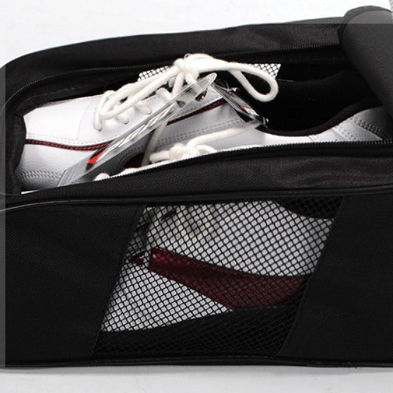 Convenient Breathable Golf Shoe Bag - Durable Nylon - Black Red