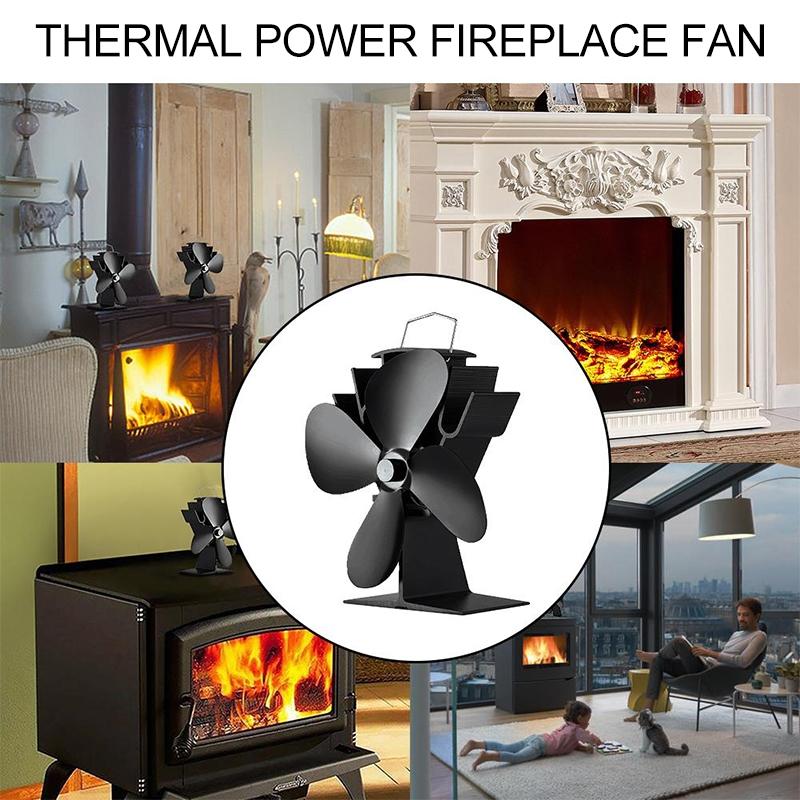 Eco-friendly Heat Powered Stove Fan for Wood / Gas / Pellet Stoves - Rose Red