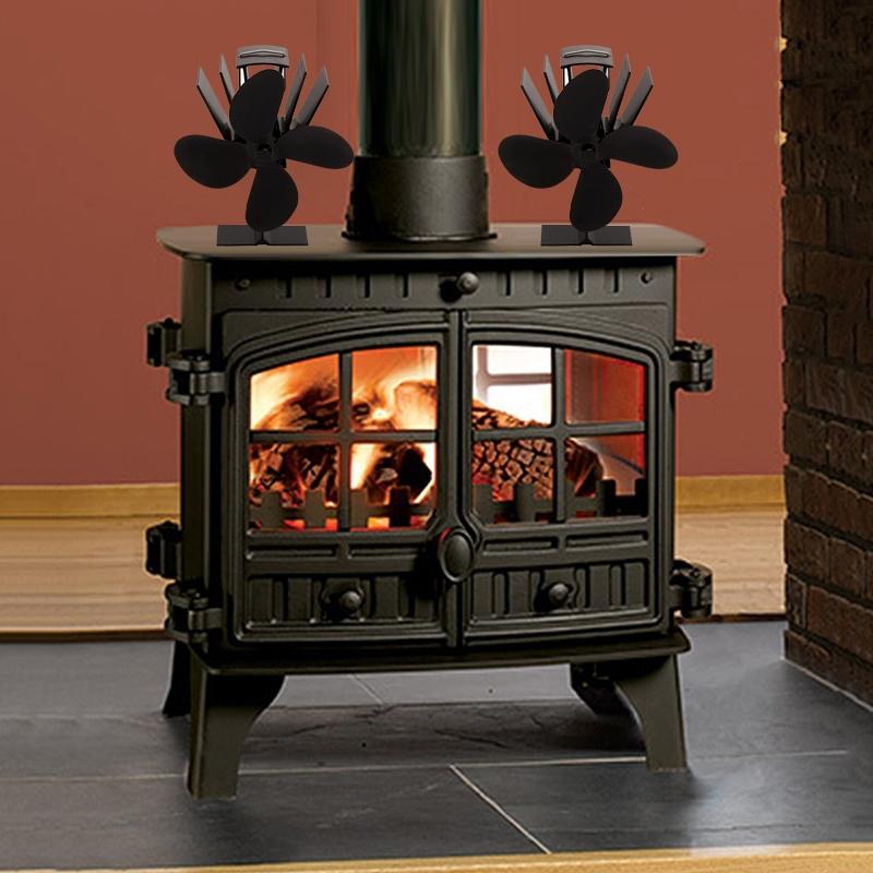 Eco-friendly Heat Powered Stove Fan for Wood / Gas / Pellet Stoves - Rose Red