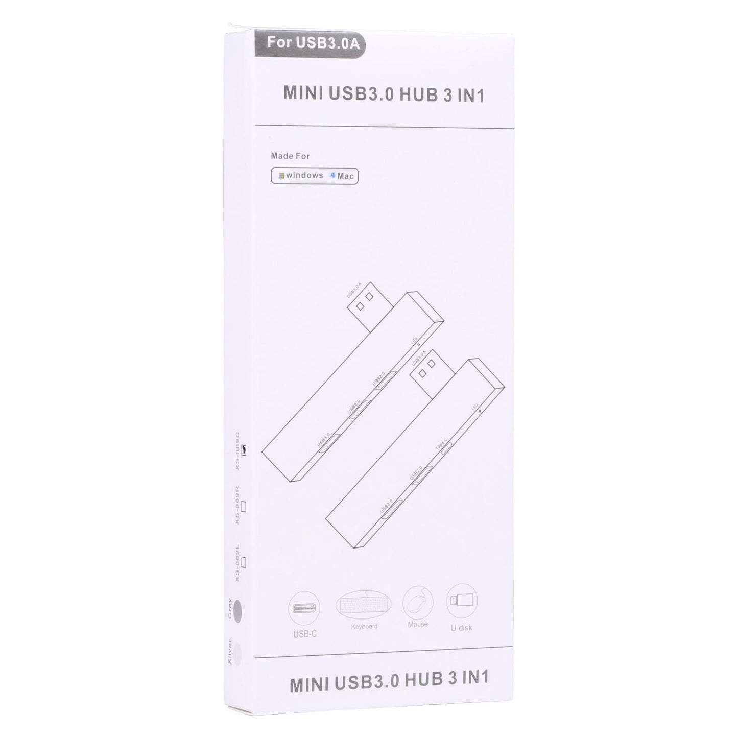 Usb Male To Usb 2.0+3.0+C Female Adapter Gray