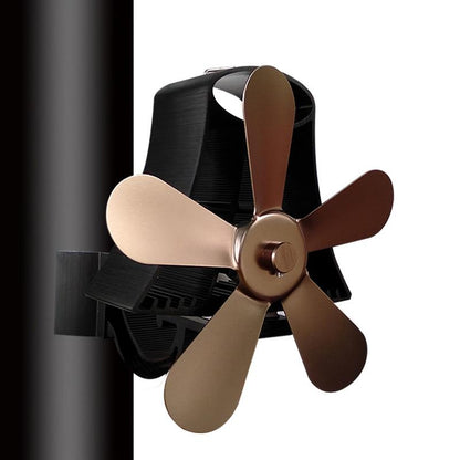 High Temp 5-blade Heat Powered Stove Fan for Fireplaces - Silver