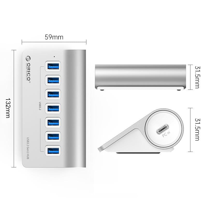 7-Port Usb 3.2 Gen2 10Gbps Hub With 1M Cable