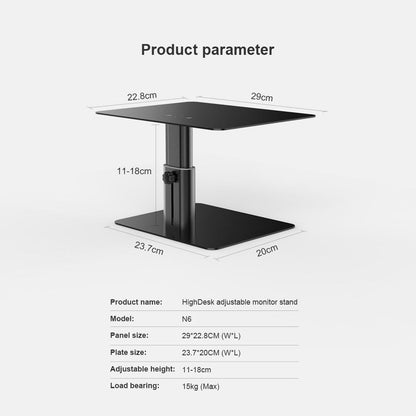 Black Adjustable Desk Stand for Laptop and Monitor - Eda0011511S