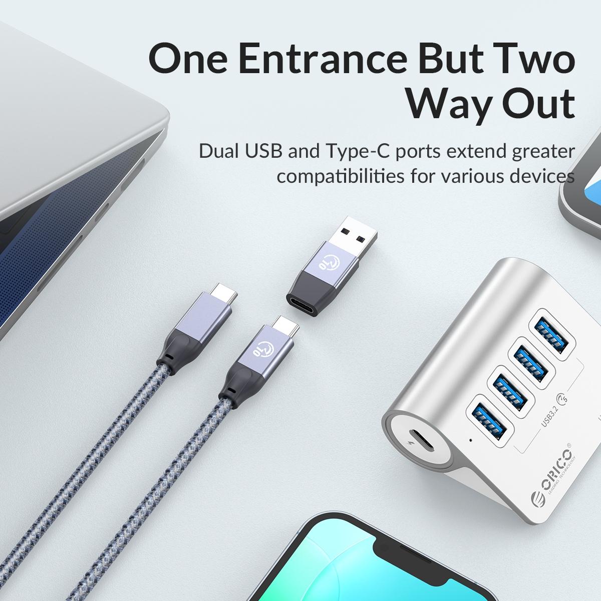 Aluminum 4-Port Usb 3.2 Gen1 Hub Silver