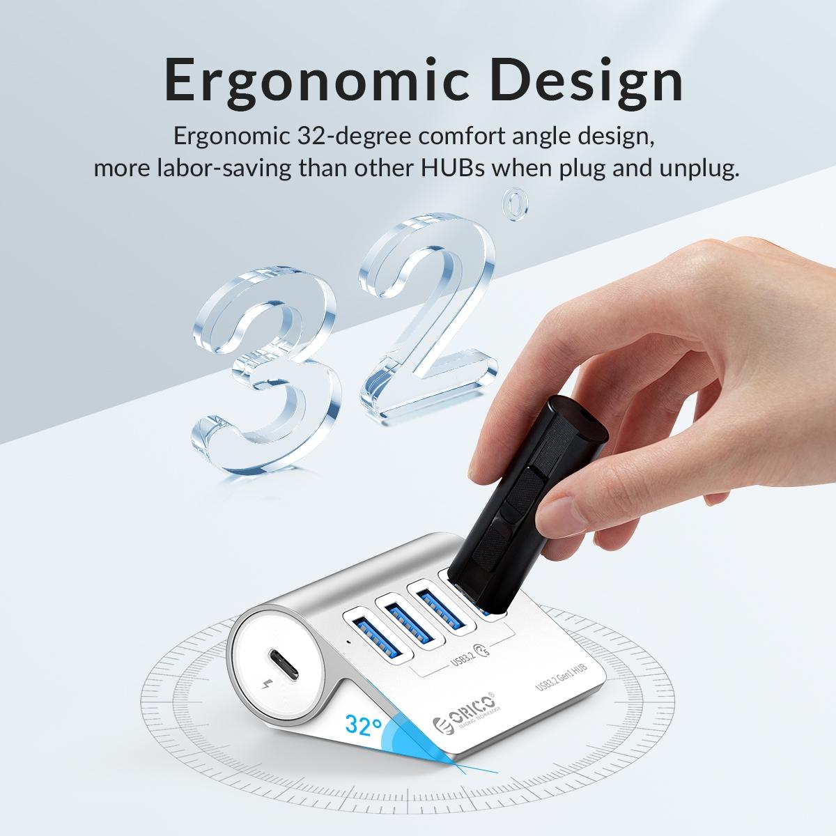 Aluminum 4-Port Usb 3.2 Gen1 Hub Silver