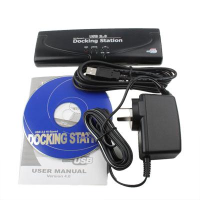 8-Port Usb 2.0 Docking Station With Multiple Ports Black - Silver