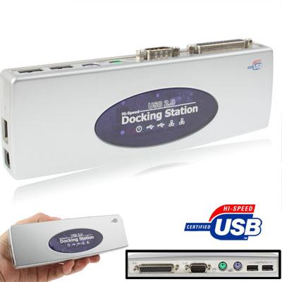 8-Port Usb 2.0 Docking Station With Multiple Ports Black - Silver