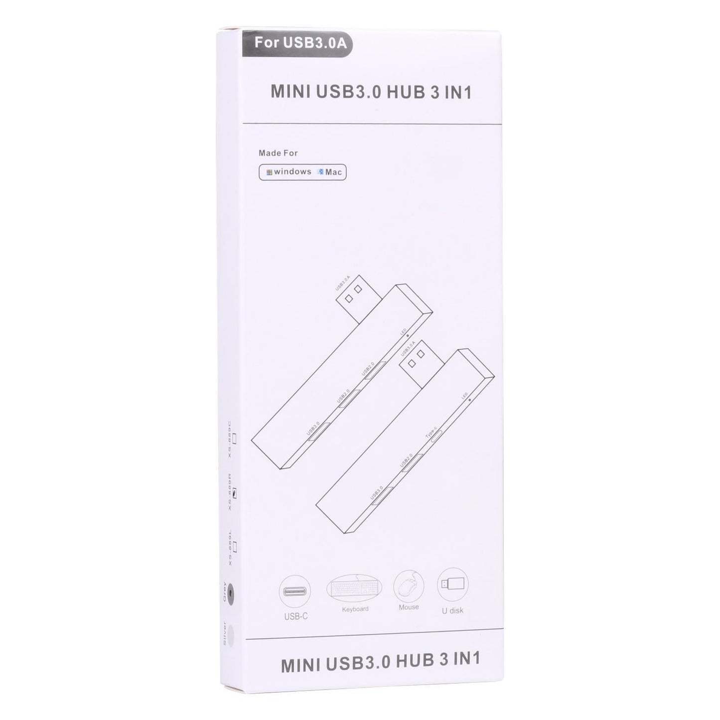 Usb Male To Dual Usb 2.0+3.0 Female Adapter Silver