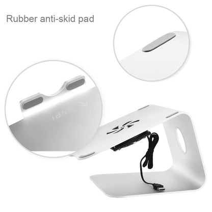 Classic Aluminum Cooling Stand with Fan for Mac Ipad and Laptops - Silver