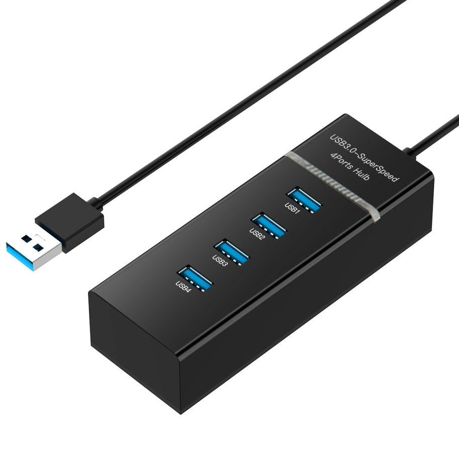 4-Port Usb 3.0 Hub With Led Super Speed 5Gbps - White