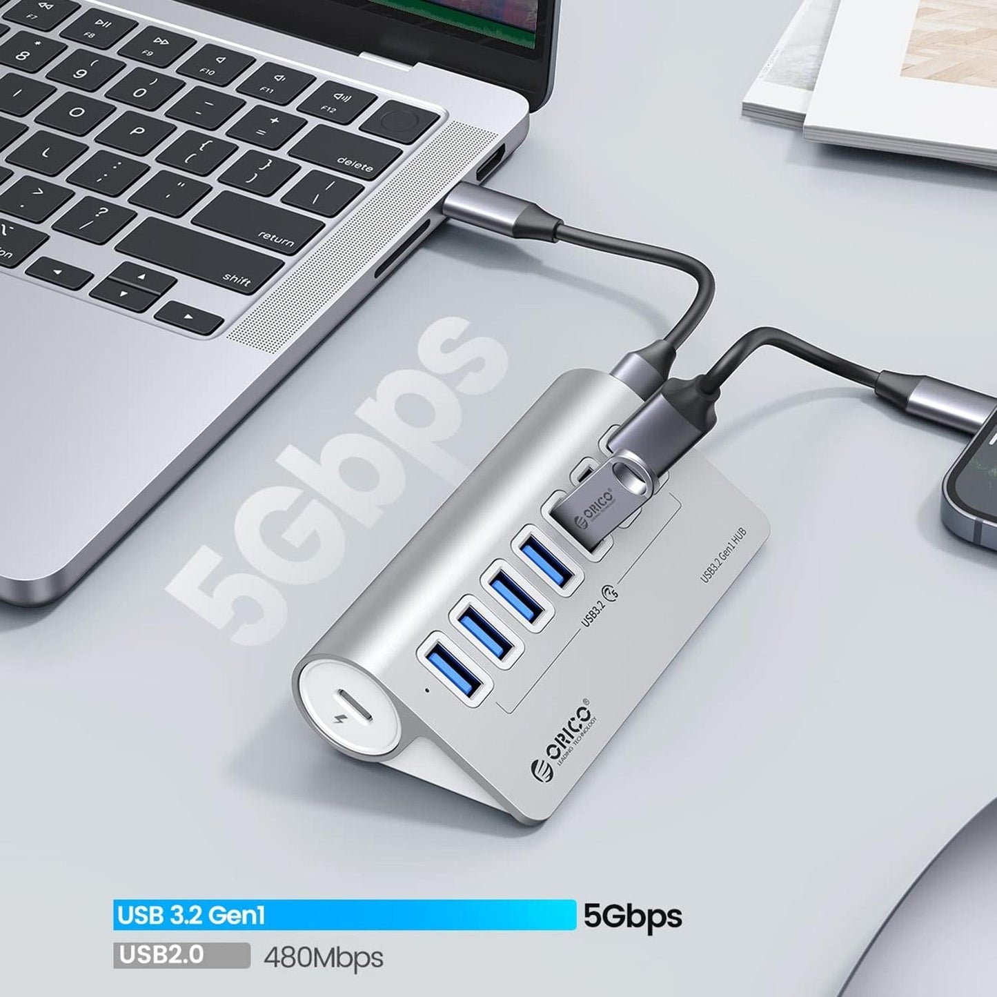 7-Port Usb 3.2 Gen1 Hub With 0.5M Cable