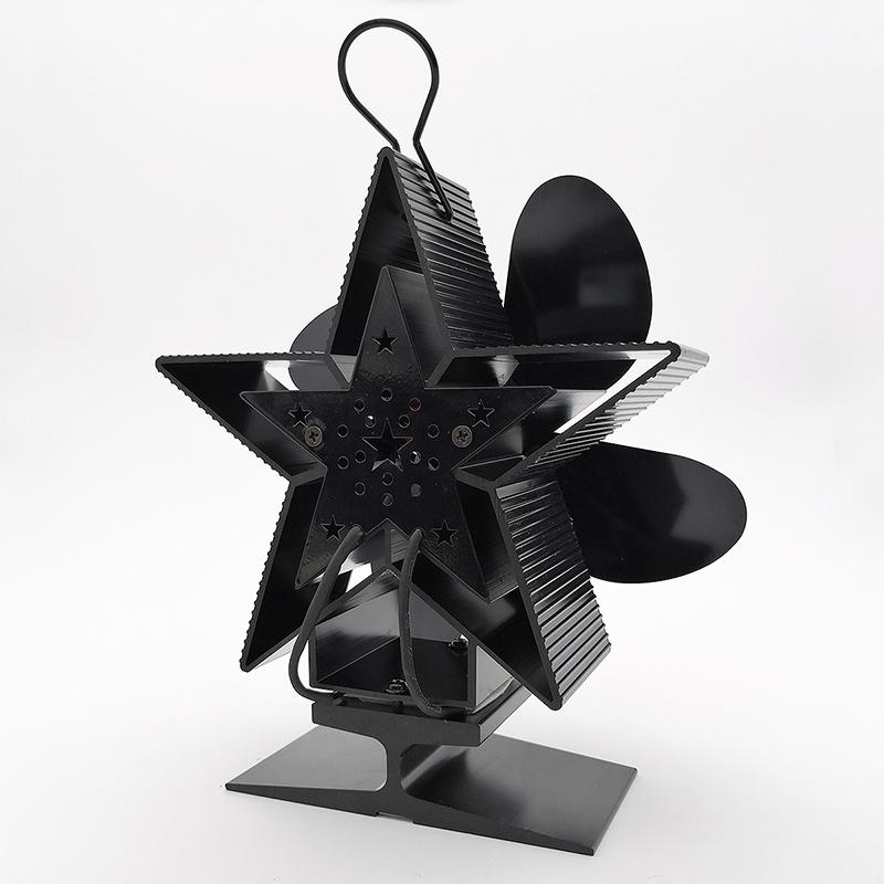 Efficient 4-blade Heat-powered Stove Fan - Aluminum - Silver