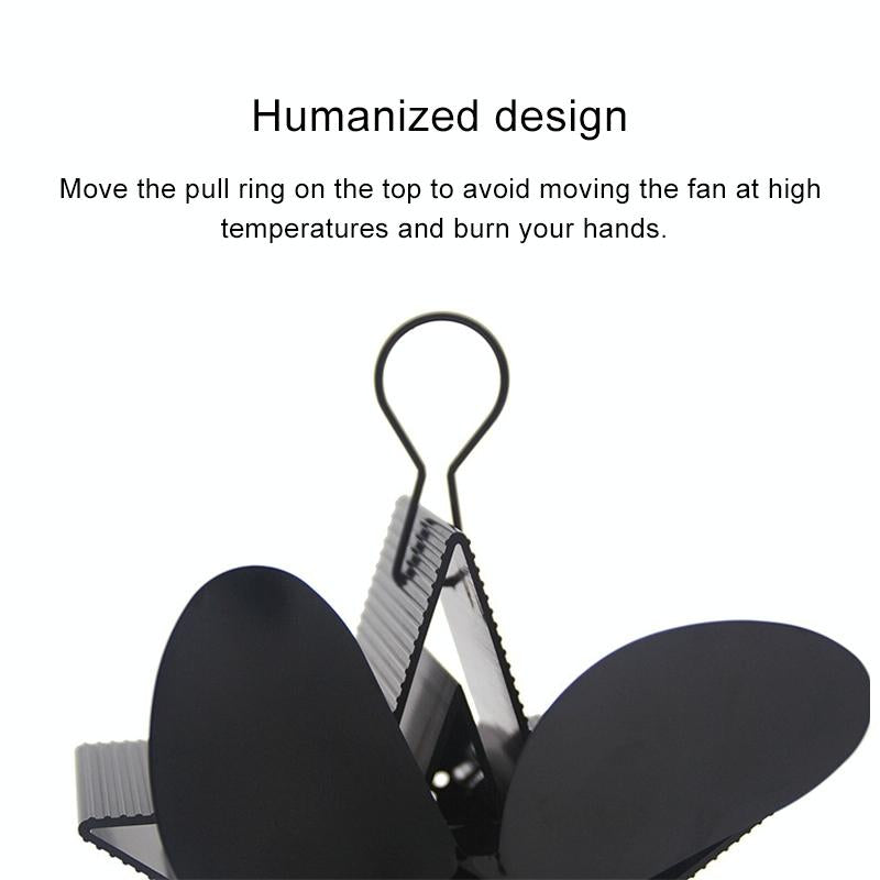 Efficient 4-blade Heat-powered Stove Fan - Aluminum - Silver