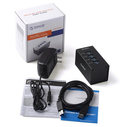 Aluminum 4-Port Usb 3.0 Hub + 12V Power Supply