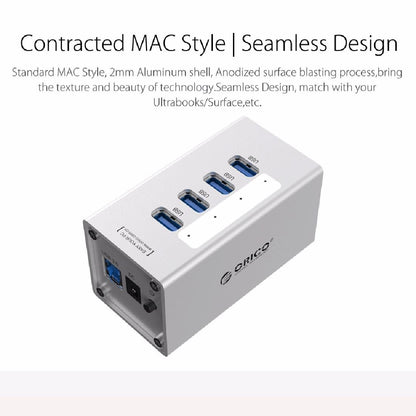 Aluminum 4-Port Usb 3.0 Hub + 12V Power Supply