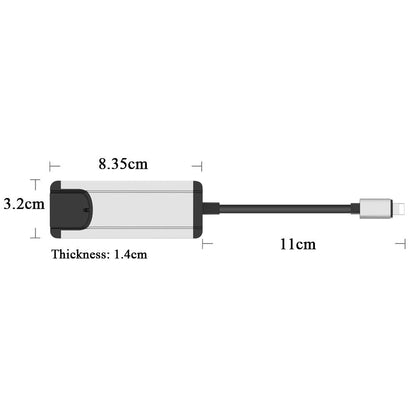 8Pin To Rj45 Usb 2.0 Hub Adapter - Silver